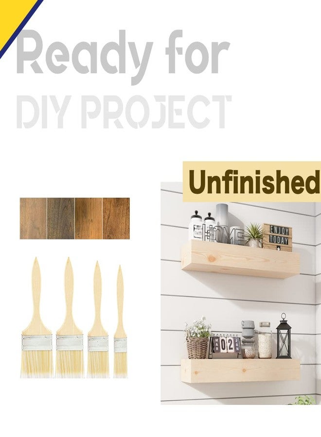 ROOREVO Wall Floating Shelves, Rustic Wood Shelf for Wall Mounted - Wooden Handmade Shelves for Bathroom Kitchen Livingroom - No Stain - DIY(Unfinished, 24 Inch - 2 Pack) - Image 3